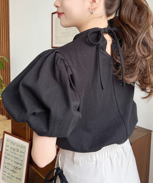 セール】【累計販売枚数1万枚突破！】バックリボンパフスリーブ半袖T