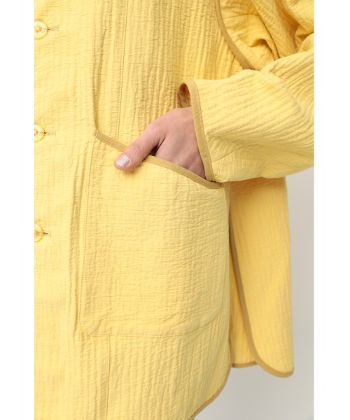SLY（スライ）の「WRINKLE MILITARY LINER JK ミリタリー リネン ジャケット（ミリタリージャケット・レディース・イエロー/アイボリー/カーキ・FREE）」の22枚目の写真