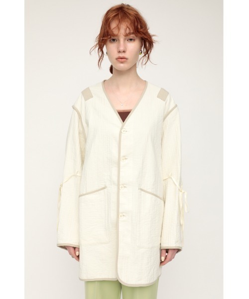 SLY（スライ）の「WRINKLE MILITARY LINER JK ミリタリー リネン ジャケット（ミリタリージャケット・レディース・イエロー/アイボリー/カーキ・FREE）」の6枚目の写真