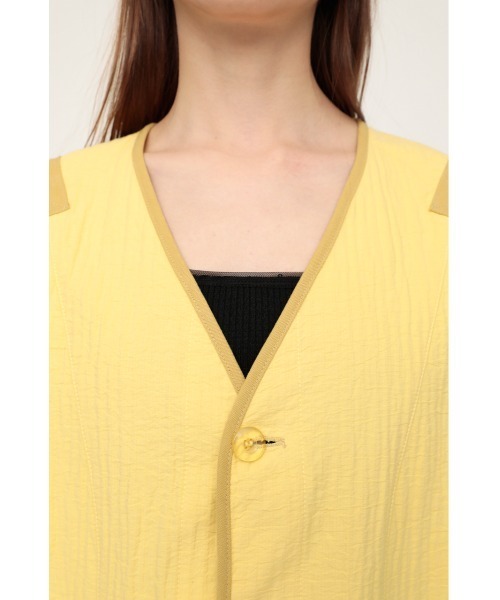 SLY（スライ）の「WRINKLE MILITARY LINER JK ミリタリー リネン ジャケット（ミリタリージャケット・レディース・イエロー/アイボリー/カーキ・FREE）」の19枚目の写真