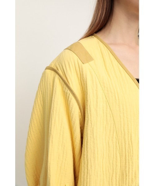 SLY（スライ）の「WRINKLE MILITARY LINER JK ミリタリー リネン ジャケット（ミリタリージャケット・レディース・イエロー/アイボリー/カーキ・FREE）」の20枚目の写真