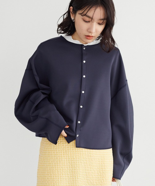KBF（ケイビーエフ）の「KBF.ポンチカットカーデ（カーディガン/ボレロ・レディース・チャコールグレー/カーキ/アイボリー・FREE）」の3枚目の写真