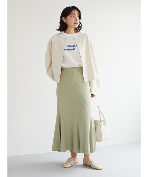 KBF（ケイビーエフ）の「KBF.ポンチカットカーデ（カーディガン/ボレロ・レディース・チャコールグレー/カーキ/アイボリー・FREE）」の5枚目の写真