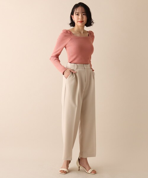 OPAQUE.CLIP(オペークドットクリップ)の「◆スクエアリブデザインニット(ニット/セーター・レディース・ピンク系/ダークブラウン/オレンジ/ライトグリーン・38)」の18枚目の写真