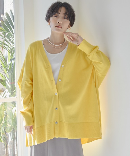 AMERICAN HOLIC(アメリカンホリック)の「ミドルニットカーディガン(カーディガン/ボレロ・レディース・ブラック/イエロー/ブルー/グリーン・M/L)」の4枚目の写真