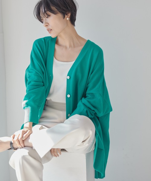 AMERICAN HOLIC(アメリカンホリック)の「ミドルニットカーディガン(カーディガン/ボレロ・レディース・ブラック/イエロー/ブルー/グリーン・M/L)」の2枚目の写真