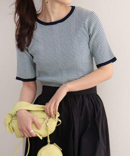 fredy emue（フレディエミュ）の「リブニット半袖プルオーバー（ニット/セーター・レディース・グリーン系その他7/レッド系その他/ブルー系その他7・38）」の10枚目の写真