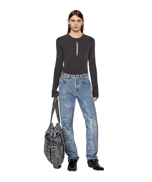 DIESEL（ディーゼル）の「メンズ ニット リブ ジップデザイン（ニット