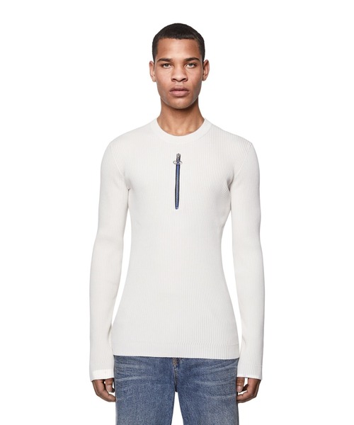 DIESEL（ディーゼル）の「メンズ ニット リブ ジップデザイン（ニット/セーター・メンズ・グレー/ホワイト・LARGE/XX-LARGE/MEDIUM/SMALL/X-LARGE/X-SMALL）」の7枚目の写真