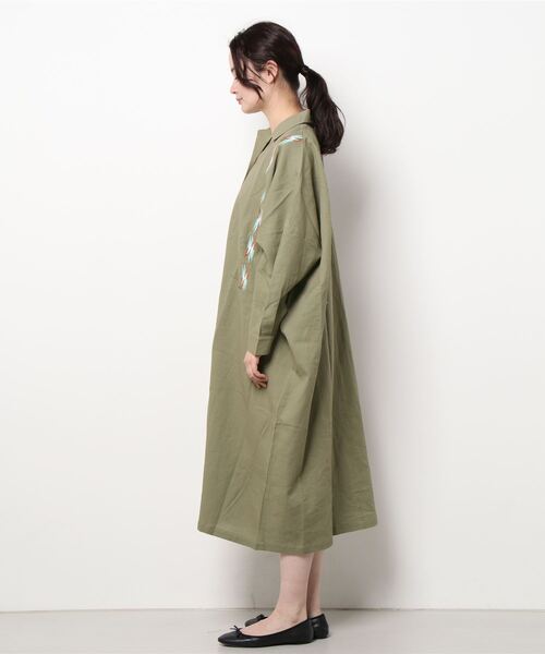 チャイハネ（チャイハネ）の「【チャイハネ】サンダー刺繍シャツワンピース（シャツワンピース・レディース・パープル/ネイビー/ベージュ/ターコイズブルー/グリーン/マスタード・FREE）」の15枚目の写真