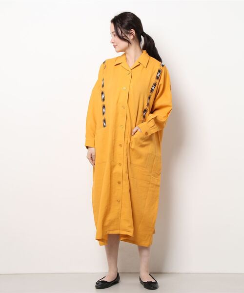 チャイハネ（チャイハネ）の「【チャイハネ】サンダー刺繍シャツワンピース（シャツワンピース・レディース・パープル/ネイビー/ベージュ/ターコイズブルー/グリーン/マスタード・FREE）」の7枚目の写真