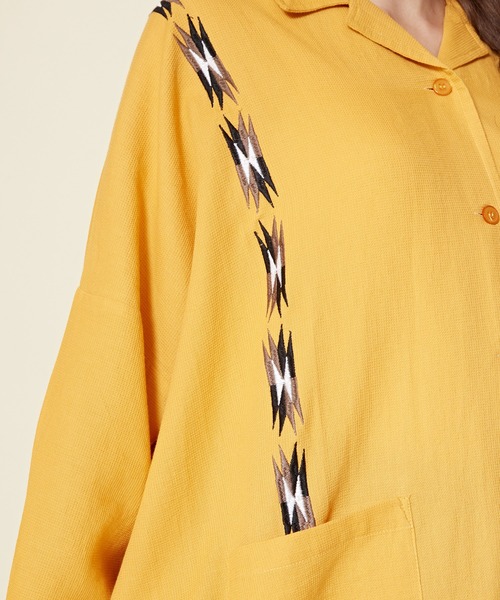 チャイハネ（チャイハネ）の「【チャイハネ】サンダー刺繍シャツワンピース（シャツワンピース・レディース・パープル/ネイビー/ベージュ/ターコイズブルー/グリーン/マスタード・FREE）」の12枚目の写真