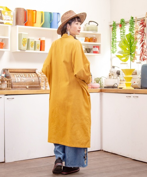 チャイハネ（チャイハネ）の「【チャイハネ】サンダー刺繍シャツワンピース（シャツワンピース・レディース・パープル/ネイビー/ベージュ/ターコイズブルー/グリーン/マスタード・FREE）」の13枚目の写真