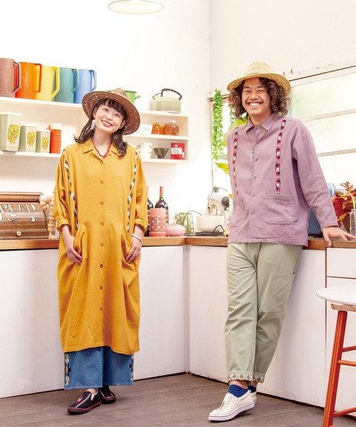 チャイハネ（チャイハネ）の「【チャイハネ】サンダー刺繍シャツワンピース（シャツワンピース・レディース・パープル/ネイビー/ベージュ/ターコイズブルー/グリーン/マスタード・FREE）」の14枚目の写真