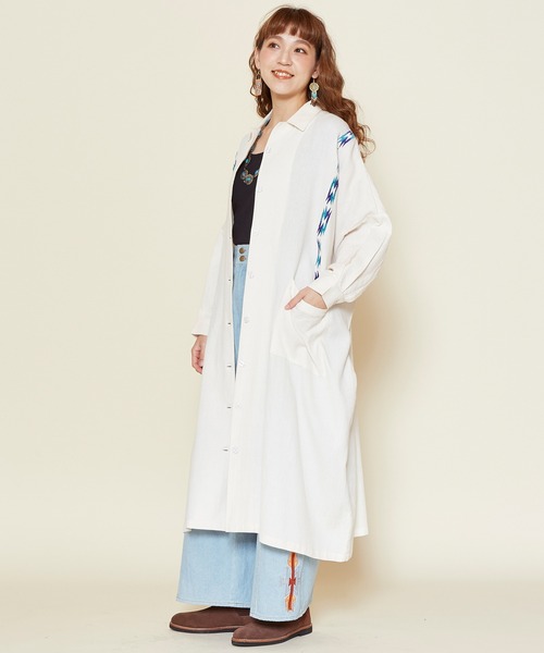 チャイハネ（チャイハネ）の「【チャイハネ】サンダー刺繍シャツワンピース（シャツワンピース・レディース・パープル/ネイビー/ベージュ/ターコイズブルー/グリーン/マスタード・FREE）」の19枚目の写真