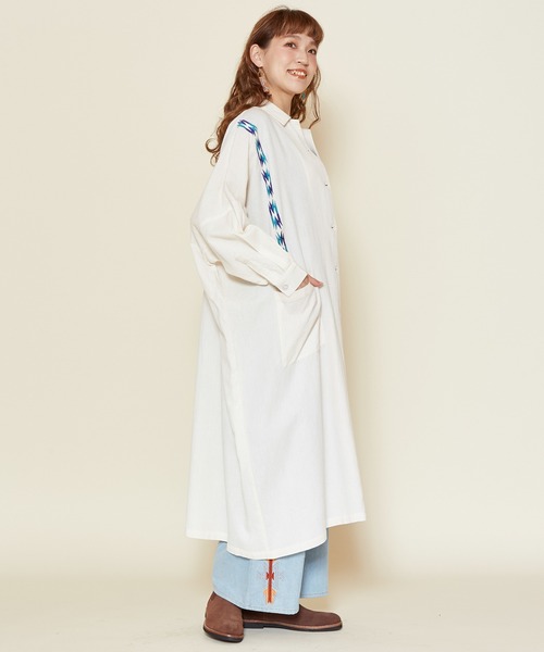 チャイハネ（チャイハネ）の「【チャイハネ】サンダー刺繍シャツワンピース（シャツワンピース・レディース・パープル/ネイビー/ベージュ/ターコイズブルー/グリーン/マスタード・FREE）」の20枚目の写真