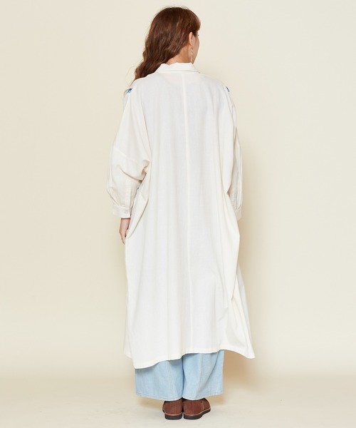 チャイハネ（チャイハネ）の「【チャイハネ】サンダー刺繍シャツワンピース（シャツワンピース・レディース・パープル/ネイビー/ベージュ/ターコイズブルー/グリーン/マスタード・FREE）」の21枚目の写真