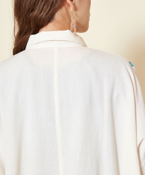 チャイハネ（チャイハネ）の「【チャイハネ】サンダー刺繍シャツワンピース（シャツワンピース・レディース・パープル/ネイビー/ベージュ/ターコイズブルー/グリーン/マスタード・FREE）」の22枚目の写真