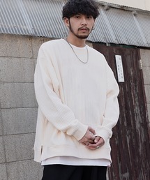 『CavariA/キャバリア』クルーネックワッフルビッグニット