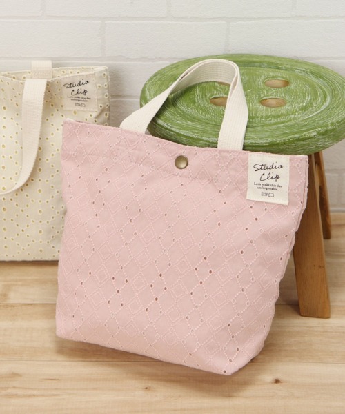 studio CLIP(スタディオクリップ)の「レースロゴトートバッグ(エコバッグ/サブバッグ・レディース・ピンク/ホワイト/グリーン/パープル・FREE)」の7枚目の写真