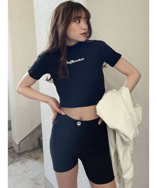 GYDA(ジェイダ)の「リブタイトショートパンツ(レギンス/スパッツ・レディース・ブラック/グレー・SMALL)」の19枚目の写真