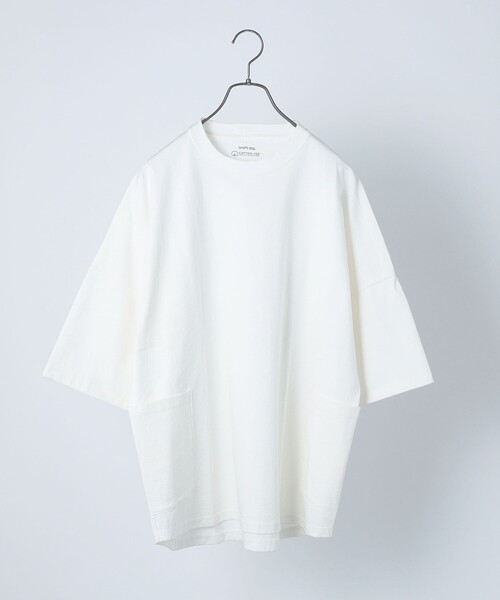 SHIPS any（シップス エニィ）の「SHIPS any: 【ユニセックス】USAコットン ドルマン キャンプポケット ビックシルエット Tシャツ ◇（Tシャツ/カットソー・メンズ・ホワイト/チャコールグレー/ブラック/ネイビー/オリーブ・SMALL/MEDIUM/LARGE）」の6枚目の写真