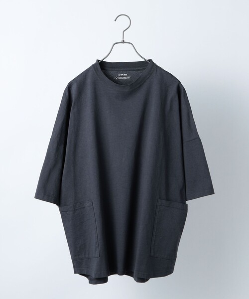 SHIPS any（シップス エニィ）の「SHIPS any: 【ユニセックス】USAコットン ドルマン キャンプポケット ビックシルエット Tシャツ ◇（Tシャツ/カットソー・メンズ・ホワイト/チャコールグレー/ブラック/ネイビー/オリーブ・SMALL/MEDIUM/LARGE）」の7枚目の写真