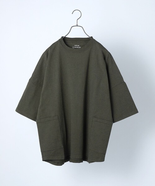 SHIPS any（シップス エニィ）の「SHIPS any: 【ユニセックス】USAコットン ドルマン キャンプポケット ビックシルエット Tシャツ ◇（Tシャツ/カットソー・メンズ・ホワイト/チャコールグレー/ブラック/ネイビー/オリーブ・SMALL/MEDIUM/LARGE）」の9枚目の写真