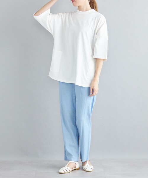 SHIPS any（シップス エニィ）の「SHIPS any: 【ユニセックス】USAコットン ドルマン キャンプポケット ビックシルエット Tシャツ ◇（Tシャツ/カットソー・メンズ・ホワイト/チャコールグレー/ブラック/ネイビー/オリーブ・SMALL/MEDIUM/LARGE）」の12枚目の写真