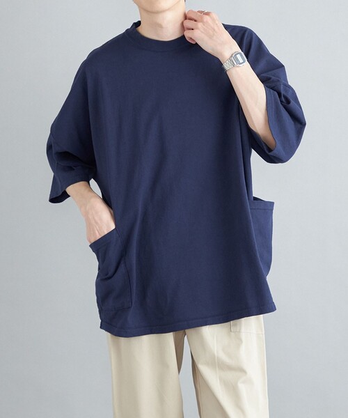SHIPS any（シップス エニィ）の「SHIPS any: 【ユニセックス】USAコットン ドルマン キャンプポケット ビックシルエット Tシャツ ◇（Tシャツ/カットソー・メンズ・ホワイト/チャコールグレー/ブラック/ネイビー/オリーブ・SMALL/MEDIUM/LARGE）」の20枚目の写真