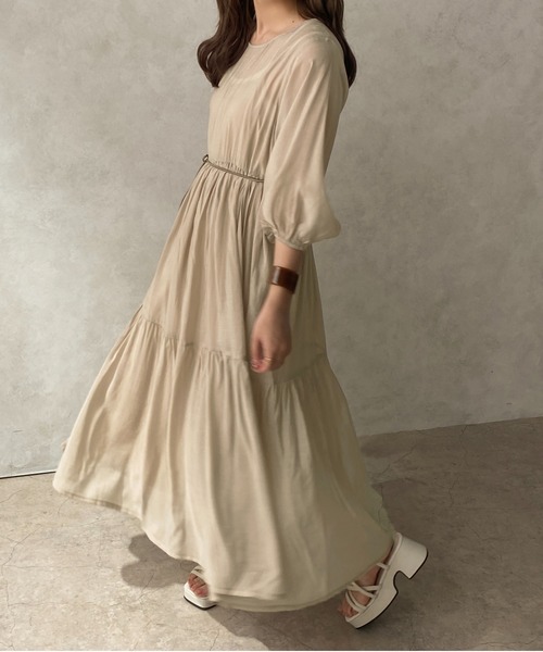 apres jour clair（アプレジュールクレア）の「【apres jour clair】シアーティアードワンピース【ZOZOTOWN限定アイテム】（ワンピース・レディース・ベージュ/アイボリー/ブラウン系その他・X-LARGE/フリー）」の3枚目の写真