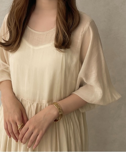 apres jour clair（アプレジュールクレア）の「【apres jour clair】シアーティアードワンピース【ZOZOTOWN限定アイテム】（ワンピース・レディース・ベージュ/アイボリー/ブラウン系その他・X-LARGE/フリー）」の9枚目の写真