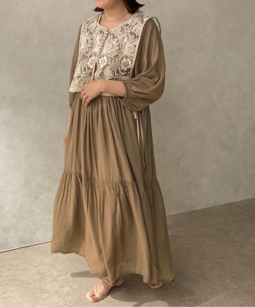 apres jour clair（アプレジュールクレア）の「【apres jour clair】シアーティアードワンピース【ZOZOTOWN限定アイテム】（ワンピース・レディース・ベージュ/アイボリー/ブラウン系その他・X-LARGE/フリー）」の12枚目の写真