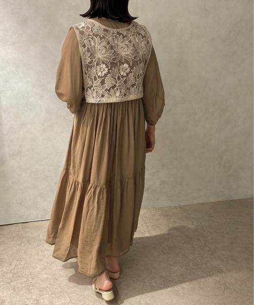 apres jour clair（アプレジュールクレア）の「【apres jour clair】シアーティアードワンピース【ZOZOTOWN限定アイテム】（ワンピース・レディース・ベージュ/アイボリー/ブラウン系その他・X-LARGE/フリー）」の14枚目の写真