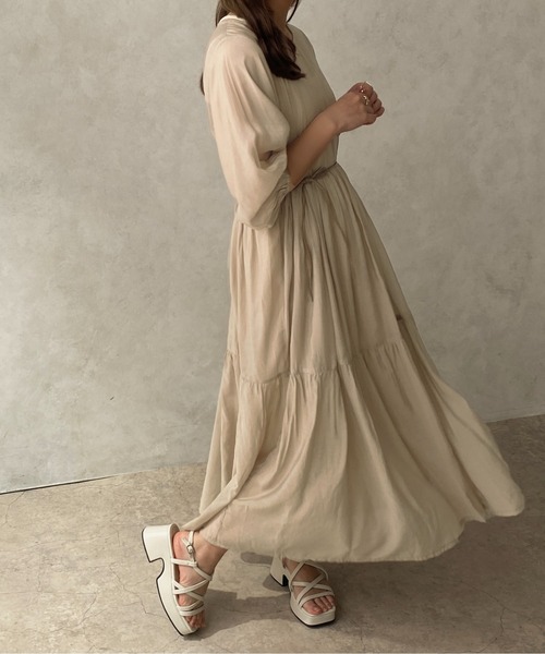 apres jour clair（アプレジュールクレア）の「【apres jour clair】シアーティアードワンピース【ZOZOTOWN限定アイテム】（ワンピース・レディース・ベージュ/アイボリー/ブラウン系その他・X-LARGE/フリー）」の18枚目の写真