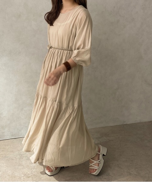 apres jour clair（アプレジュールクレア）の「【apres jour clair】シアーティアードワンピース【ZOZOTOWN限定アイテム】（ワンピース・レディース・ベージュ/アイボリー/ブラウン系その他・X-LARGE/フリー）」の20枚目の写真