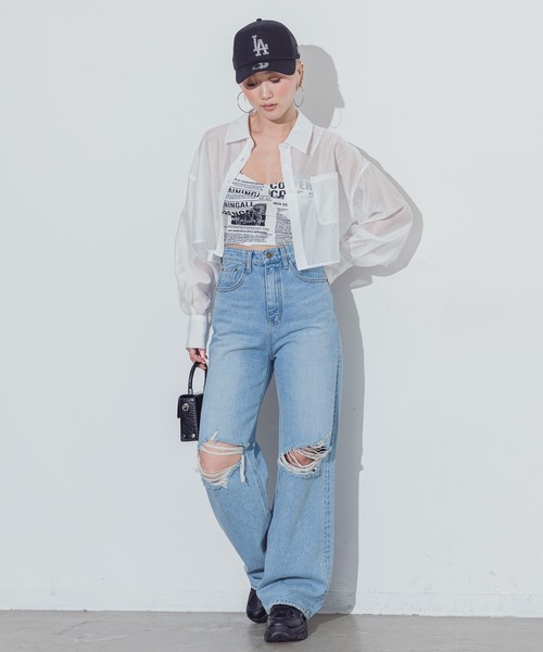 BLONDEY(ブロンディ)の「カップ付きニュースペーパーキャミソール(キャミソール・レディース・ホワイト/ブラック・FREE)」の17枚目の写真