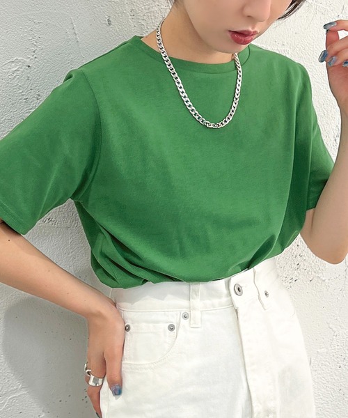 apres jour mignon(アプレジュールミニョン)の「カラーTシャツ【ZOZOTOWN限定アイテム】(Tシャツ/カットソー・レディース・ブラック/オフホワイト/ピンク/イエロー/ブルー/グリーン・X-LARGE/フリー)」の4枚目の写真