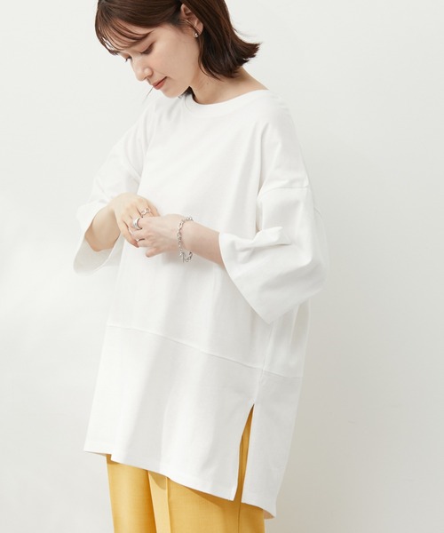 Green Parks(グリーンパークス)の「バックスリットチュニック(Tシャツ/カットソー・レディース・ブラック/ベージュ/オフホワイト/グリーン・FREE)」の2枚目の写真