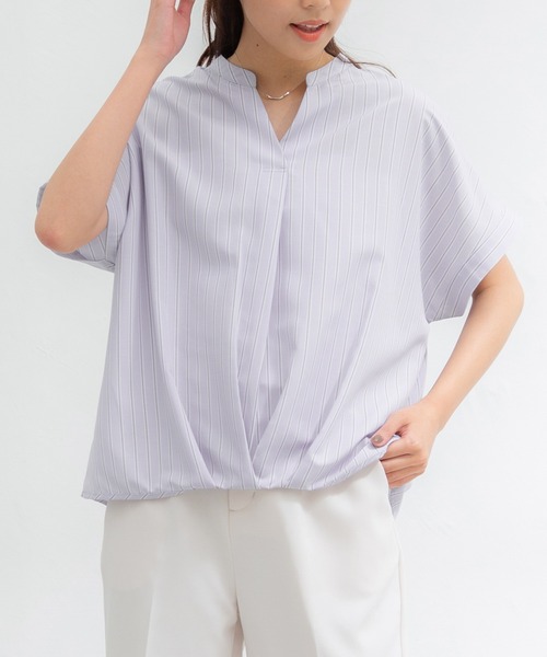 Honeys（ハニーズ）の「裾タックブラウス（シャツ/ブラウス・レディース・ホワイト系その他/アイボリー/ブルー系その他/ダークブルー/ネイビー系/カーキ・LL/L/M）」の5枚目の写真