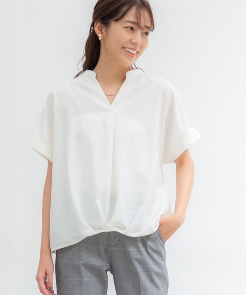 Honeys（ハニーズ）の「裾タックブラウス（シャツ/ブラウス・レディース・ホワイト系その他/アイボリー/ブルー系その他/ダークブルー/ネイビー系/カーキ・LL/L/M）」の2枚目の写真