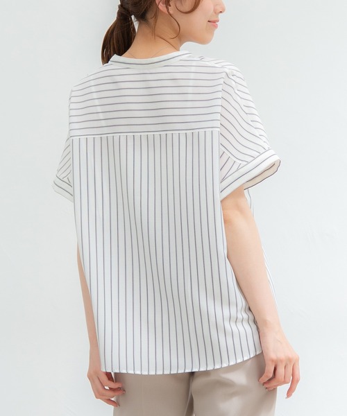 Honeys（ハニーズ）の「裾タックブラウス（シャツ/ブラウス・レディース・ホワイト系その他/アイボリー/ブルー系その他/ダークブルー/ネイビー系/カーキ・LL/L/M）」の15枚目の写真