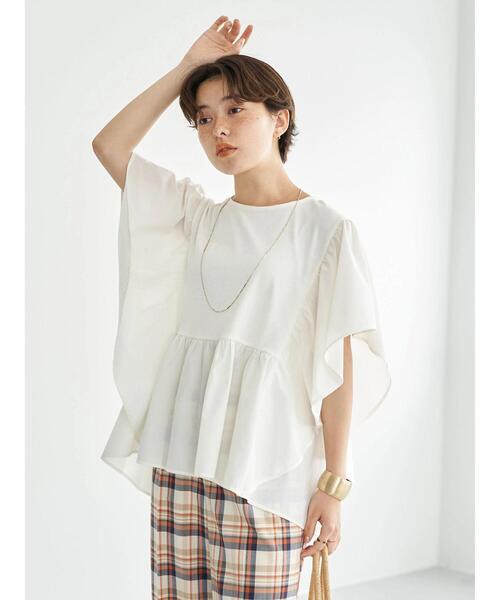 earth music&ecology（アースミュージックアンドエコロジー）の「袖フリルドッキングプルオーバー（Tシャツ/カットソー・レディース・オフホワイト/チャコールグレー/ターコイズブルー・FREE）」の4枚目の写真