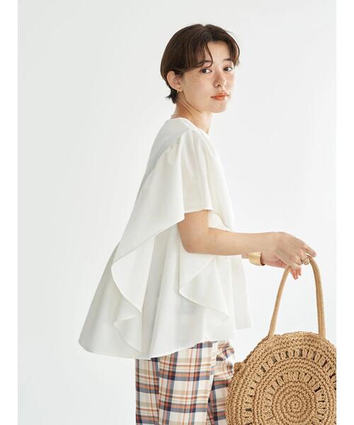 earth music&ecology（アースミュージックアンドエコロジー）の「袖フリルドッキングプルオーバー（Tシャツ/カットソー・レディース・オフホワイト/チャコールグレー/ターコイズブルー・FREE）」の6枚目の写真