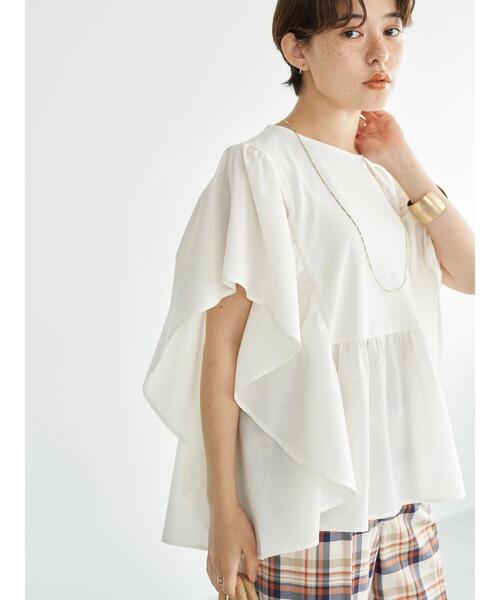 earth music&ecology（アースミュージックアンドエコロジー）の「袖フリルドッキングプルオーバー（Tシャツ/カットソー・レディース・オフホワイト/チャコールグレー/ターコイズブルー・FREE）」の7枚目の写真