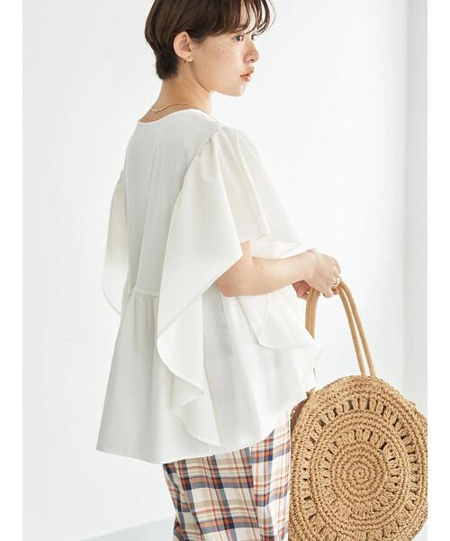 earth music&ecology（アースミュージックアンドエコロジー）の「袖フリルドッキングプルオーバー（Tシャツ/カットソー・レディース・オフホワイト/チャコールグレー/ターコイズブルー・FREE）」の8枚目の写真