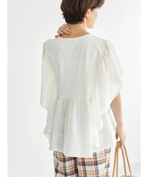 earth music&ecology（アースミュージックアンドエコロジー）の「袖フリルドッキングプルオーバー（Tシャツ/カットソー・レディース・オフホワイト/チャコールグレー/ターコイズブルー・FREE）」の9枚目の写真