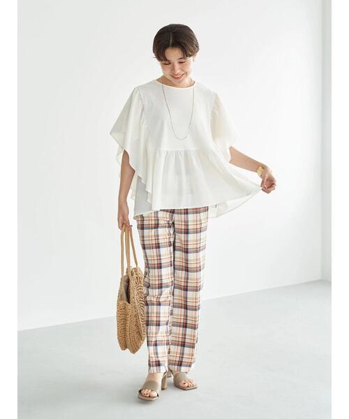 earth music&ecology（アースミュージックアンドエコロジー）の「袖フリルドッキングプルオーバー（Tシャツ/カットソー・レディース・オフホワイト/チャコールグレー/ターコイズブルー・FREE）」の10枚目の写真