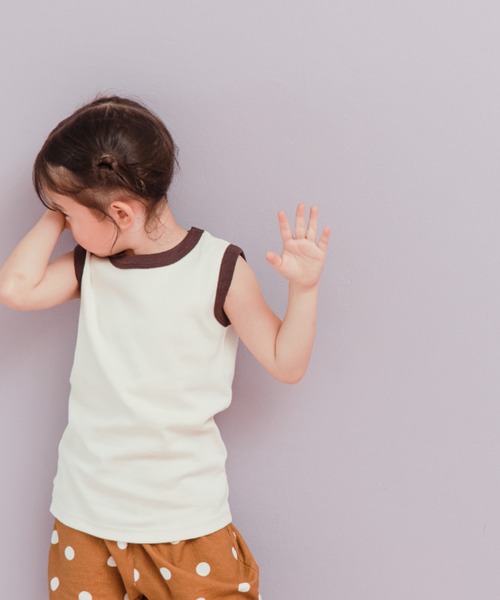 LOWRYS FARM（ローリーズファーム）の「フライスリンガータンクトップ　295019（タンクトップ・キッズ・ホワイト/ブラウン/オレンジ/ブラウン系その他・110cm/120cm/130cm/140cm/150cm）」の3枚目の写真