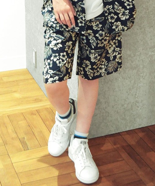 GLAZOS(グラソス)の「T/R・総柄イージーハーフパンツ【セットアップ対応】(その他パンツ・キッズ・ブラック/ネイビー・150cm/170cm/160cm)」の1枚目の写真